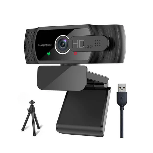 Gadgetplace Full HD 1080P Webkamera – Plug & Play, Innebygd Støyreduserende Mikrofon, 90° Vidvinkel