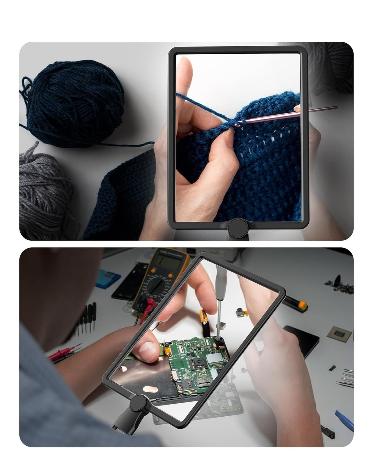 Håndfri Forstørrelsesglass med LED-lys – 5X Forstørrelse, Fleksibel Holder & USB-oppladbar
