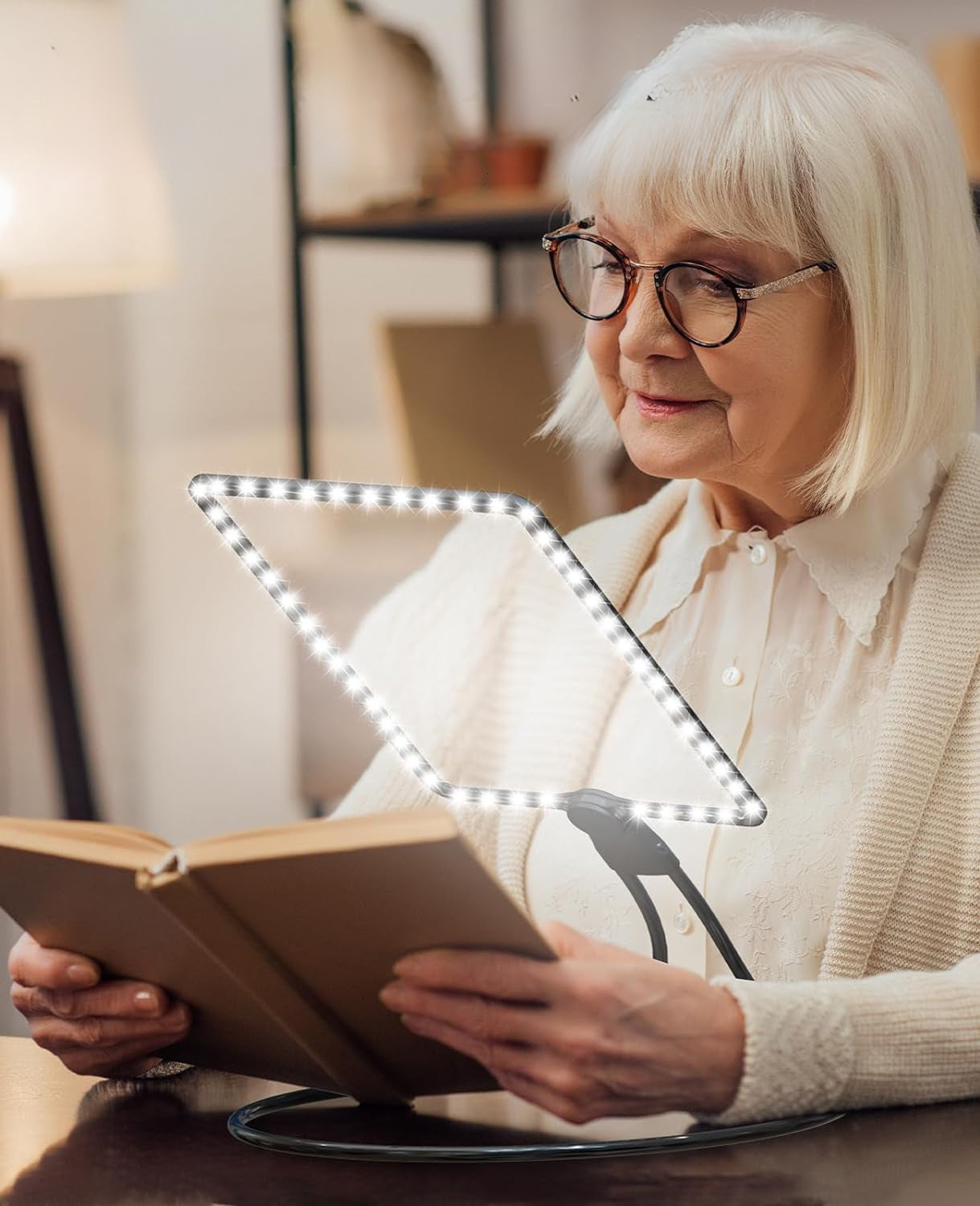 Håndfri Forstørrelsesglass med LED-lys – 5X Forstørrelse, Fleksibel Holder & USB-oppladbar