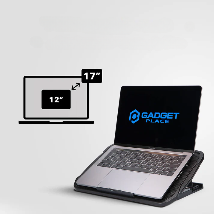 Gadgetplace Laptopkjøler – 6 Kraftige Vifter, 2400 RPM, Justerbart Stativ, USB-drevet