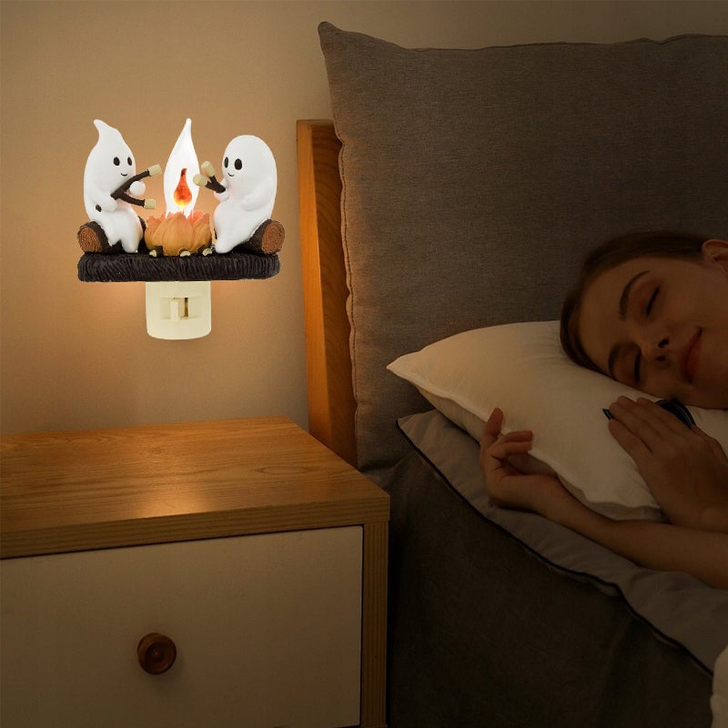 Spøkelseslampe med Bål – Søt Nattlampe med LED for Barn & Hjemmedekor