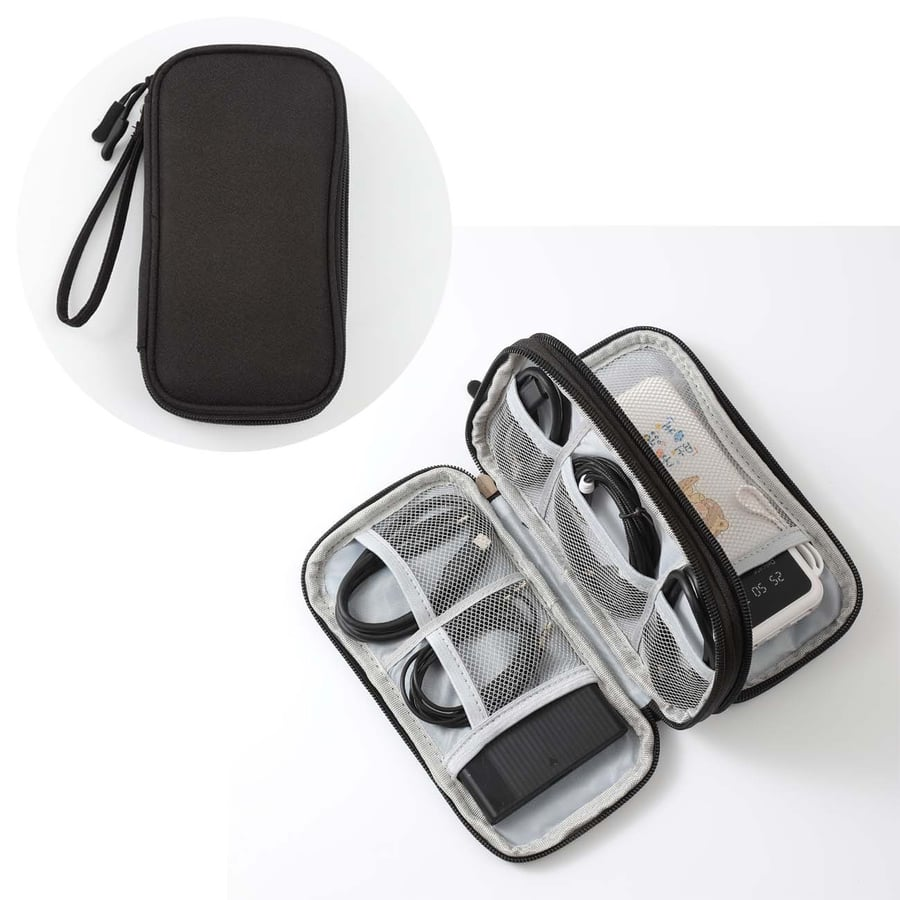 Bærbar Reiseorganisator for Kabler – Vanntett Elektronisk Oppbevaringsveske med 8 Rom for Ladere, Kabler, Hodetelefoner, Powerbank, SD-kort & Mer