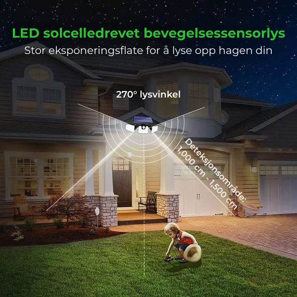 BrightGuard™ Solcelledrevet Bevegelseslys – Lys opp og sikre hjemmet ditt med trygghet!