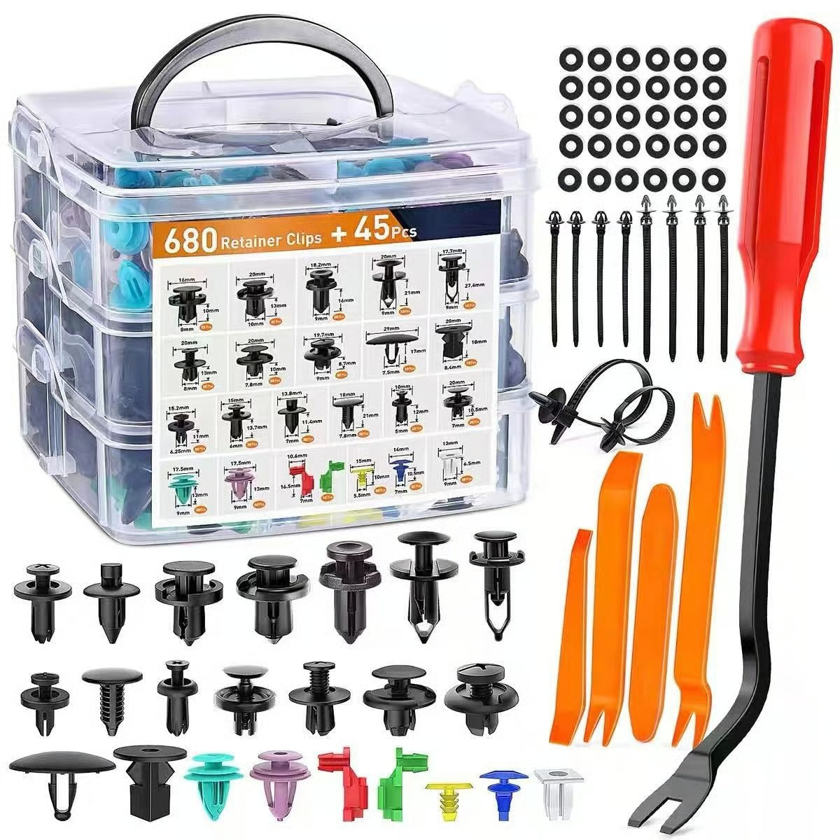 FixMate Universal Fasteners 680 Kit – 680PCS Bilklips med Verktøysett