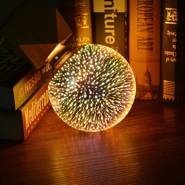 3D LED Dekorativ Lyspære – Sølvbelagt Glass, E27, 6.3 Tommer